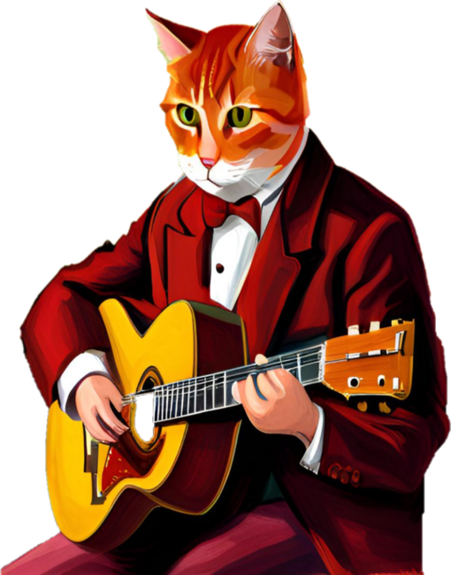 Cat playing guitar | mens cat playing guitar  | music
