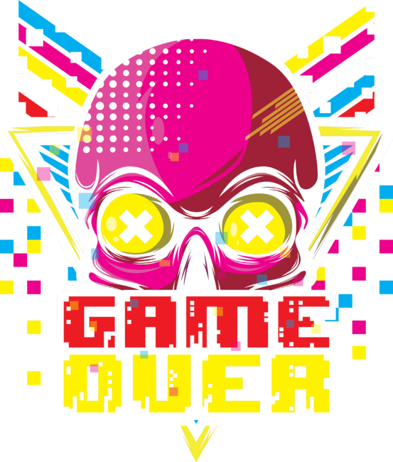 Game Over Skull Video Game Shirts For Men And Women