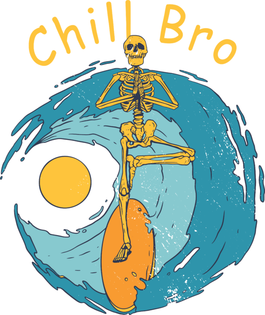 Chill Bro Surfing Skeleton Namaste Yoga Yogi