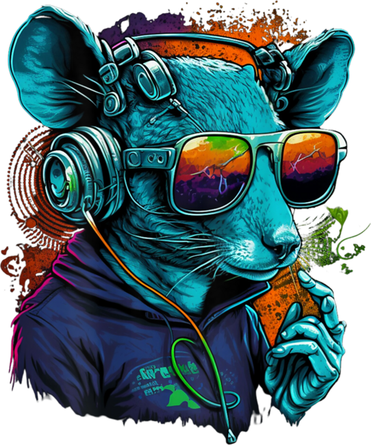 Colourful Mouse with Shades and Headphones by Johnsworkshop