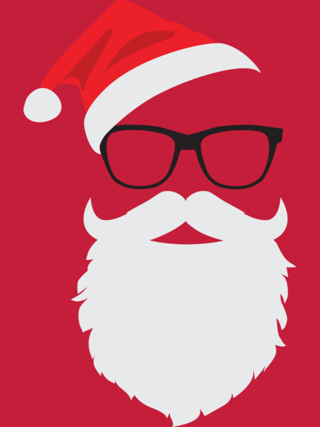 Hipster Santa Face with Hat beard &amp; Glasses Christmas by TronicTees