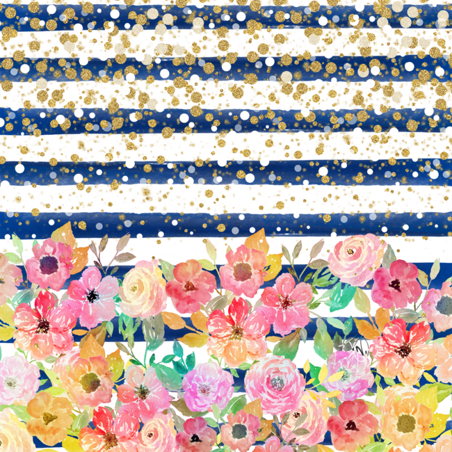 Watercolor floral stripes and confetti design