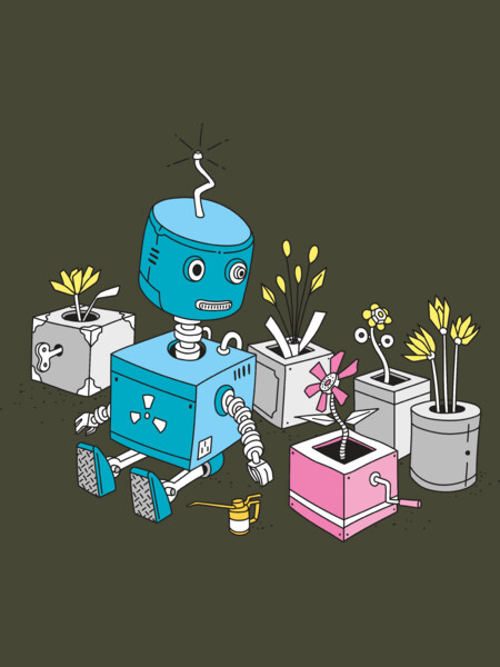 Robot and Flowers by asitha