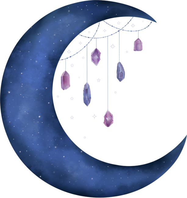 Moon with crystals by Adriannaillustrations