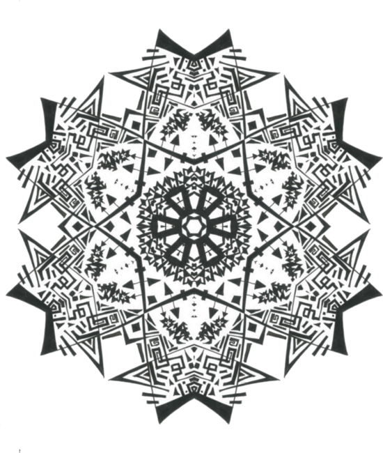 84C Unique Black White Abstract Mandala by danawoodart
