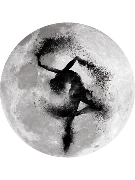 Ballerina silhouette and full moon - sand explosion - dance love
