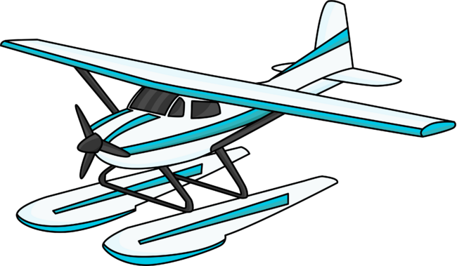 White blue seaplane illustration