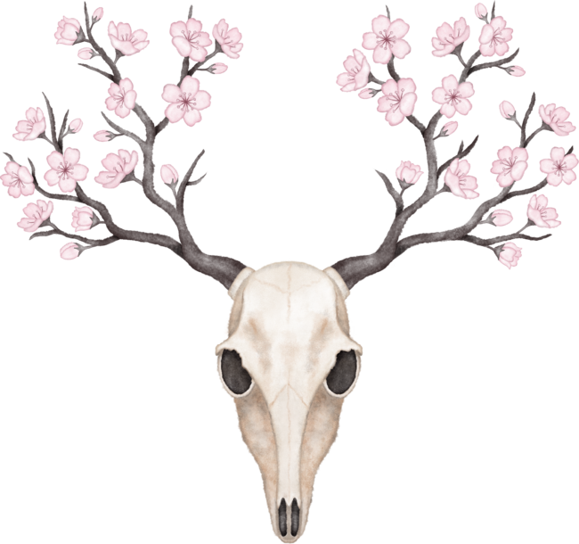 Blooming deer skull