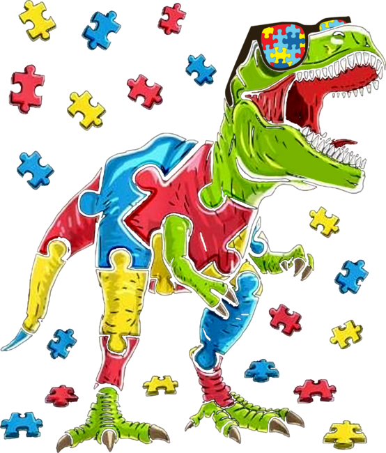 T Rex Dinosaur Autism Awareness Puzzle Piece Shirt Kids Gift
