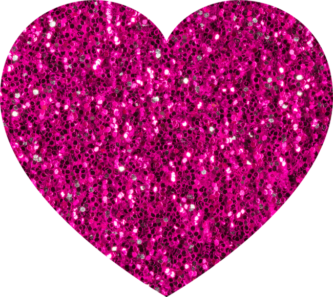 Hot pink heart faux glitter sparkles love