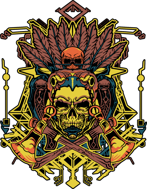 indian apache chief skull with pop art style