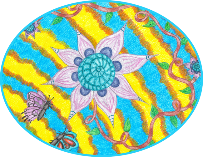 Tie-Dye Flower and Butterflies
