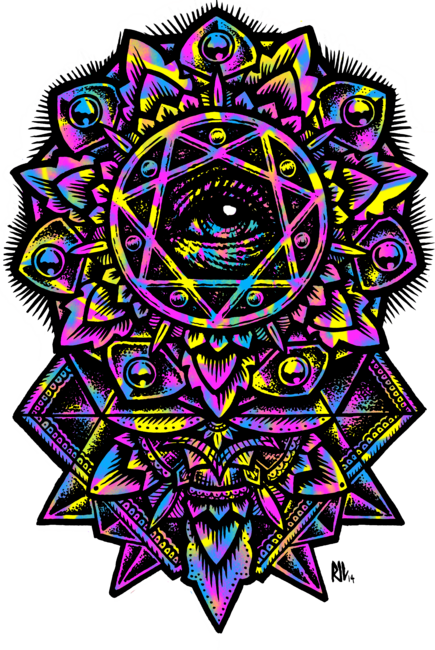 Eye of God Flower Mandala Neon 80s