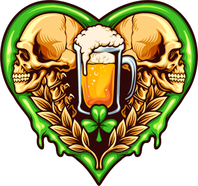 Skull beer clover heart by ArtGraris