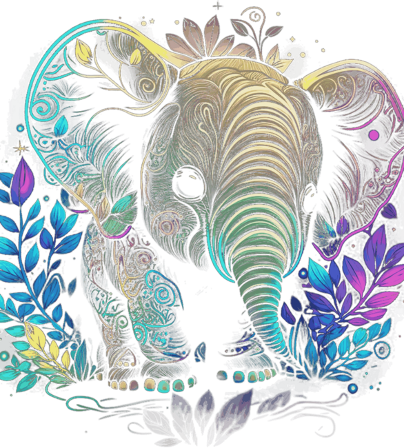 A Floral-Adorned Elephant
