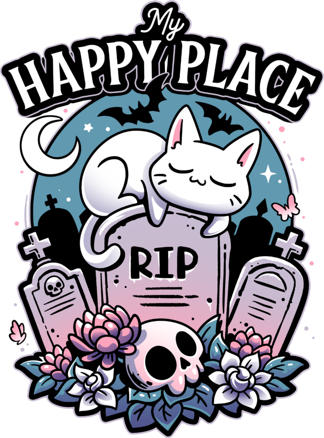 Cemetery Cat Nap - Cute Kitten Tombstones by Snouleaf