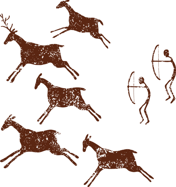 Ancient Cave Painting Hunt Scene