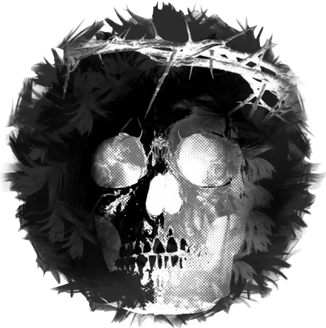 Dark modern religious skull art by happycolours