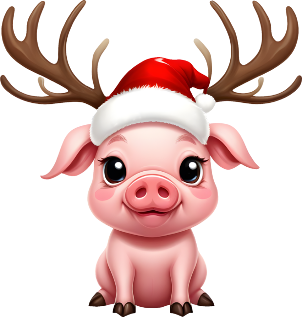 Cute Pig deer Merry Christmas