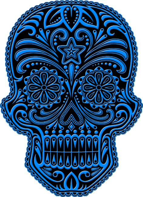 Intricate Blue and Black Sugar Skull
