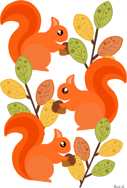 Three Busy Squirrels In A Tree
