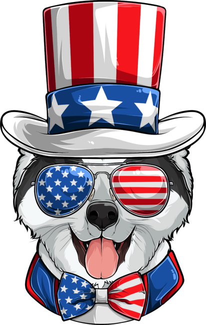 4th Of July Black &amp; White American Akita Dog USA Flag Hat