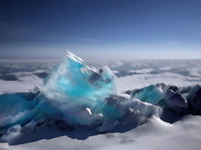 Iceberg Pallet Knife Oil Painting Aqua Turquoise