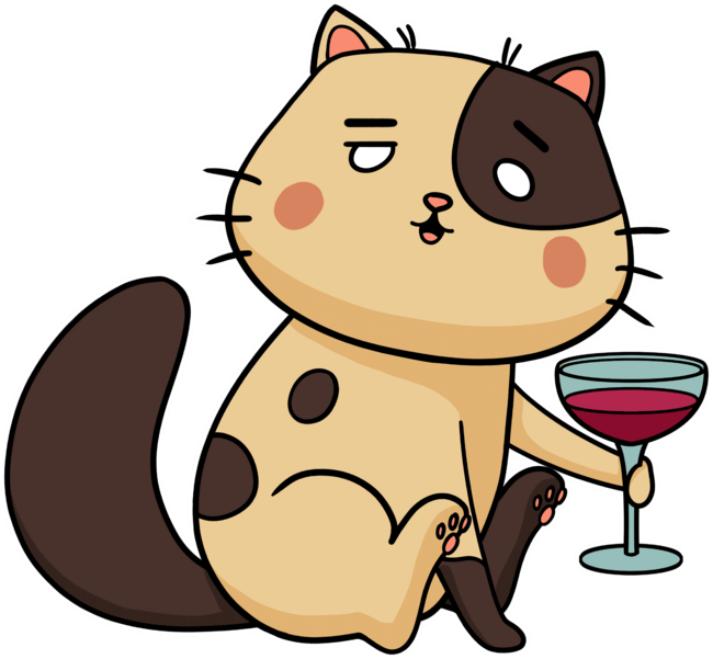 Cute cat with wine