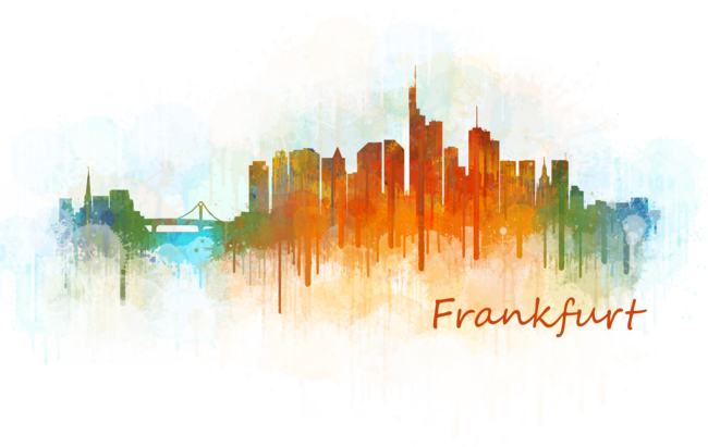 Frankfurt am Main, City Cityscape Skyline watercolor art v3 by HQPhoto