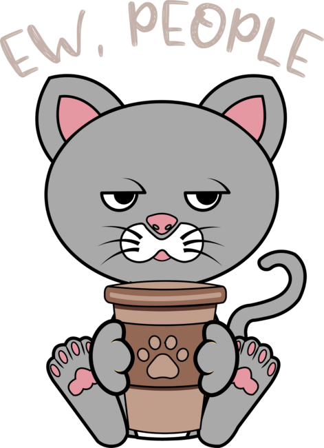 Ew people, Funny cat drinking coffee by DIVERGENTMIND