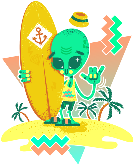 Alien Surfer Nineties Pattern