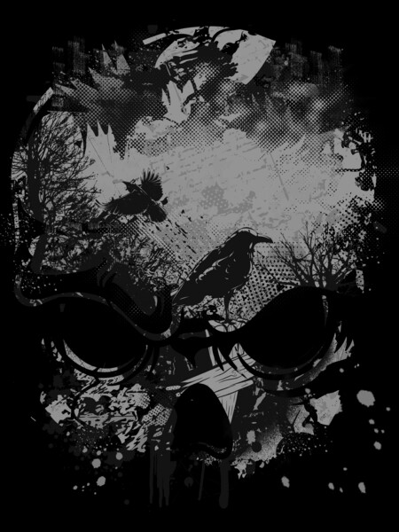 Skull, Trees and Crow - Wicked Grunge Design by ddtk