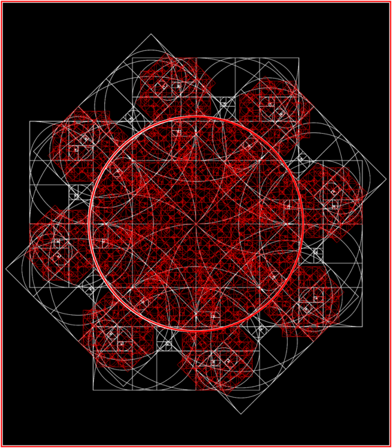Square artistic vortex-Red Pattern-Golden Rule-Classic Shape