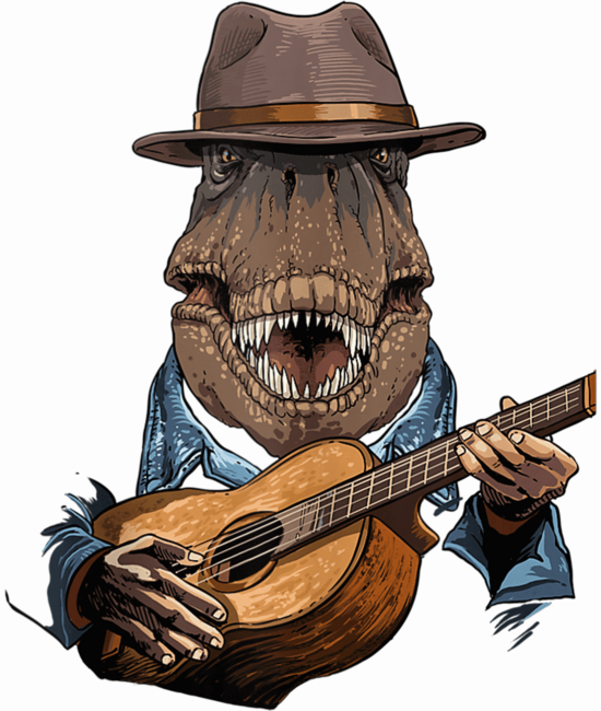 T Rex Dinosaur Playing Guitar Dino Lover Guitar Player