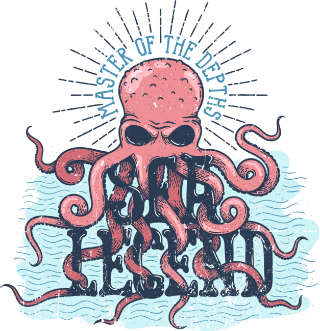 Sea legend octopus master of the depths lettering.