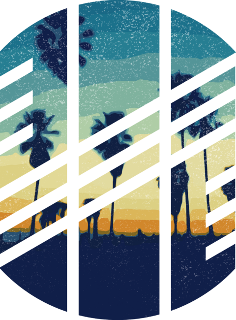 Vintage Sunset Palm Beach Sliced