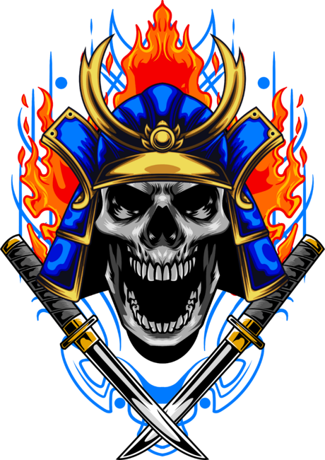 Blue Kabuto Samurai Skull 03