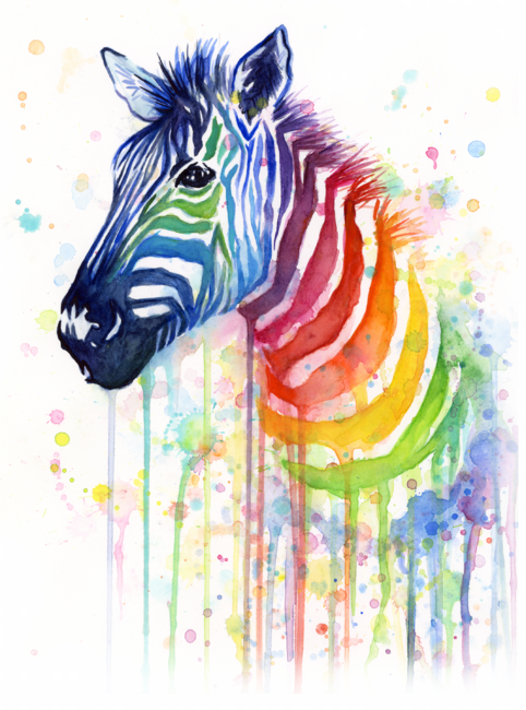 Rainbow Zebra Watercolor