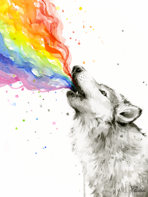 Wolf Howling Rainbow