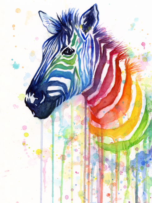 Zebra Rainbow Watercolor - Ode to Fruit Stripes