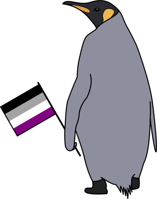 Penguin with an Asexual flag by TashaHocking