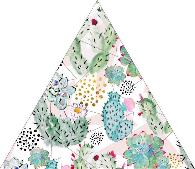 Modern triangles and hand paint cactus pattern
