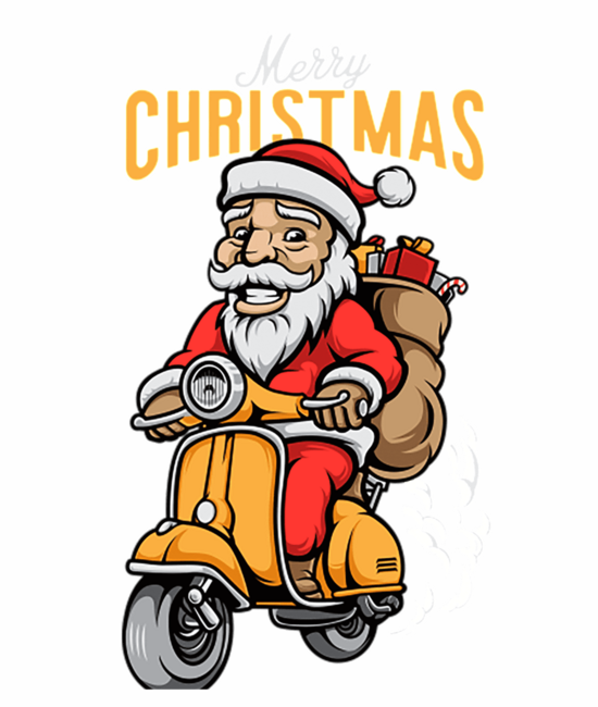Santa Ride a Scooter