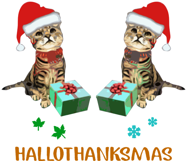 Cats Happy Hallothanksmas  Funny Halloween And Xmas