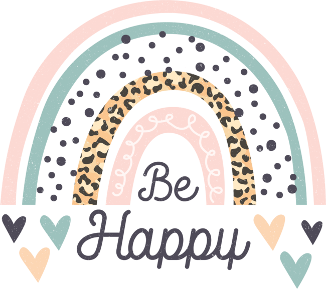 Be Happy Leopard Rainbow | Positive Boho Rainbow by AmusingDesignCo