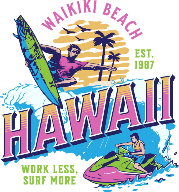 Summer Surfing at Waikiki Beach, Hawaii by SethBranch