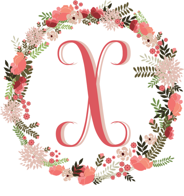 Monogram Letter &quot;X&quot; in Flower Wreath by BettySue