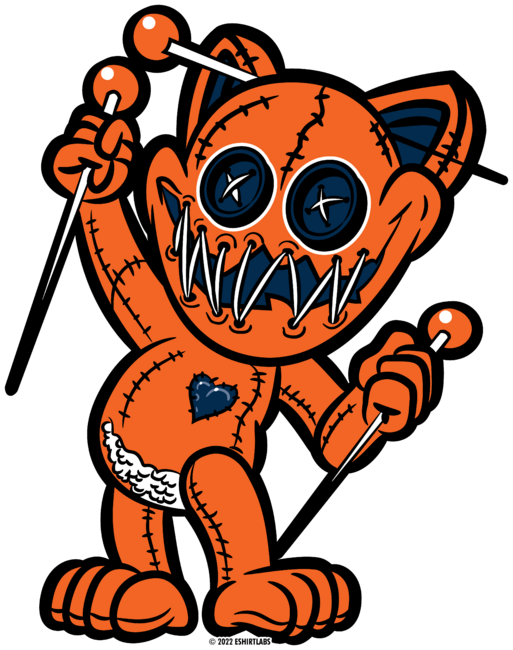 Happy VooDoo Kitty Cat Doll Orange and Navy
