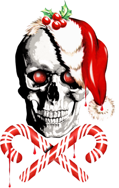 Candy Cane Christmas Skull