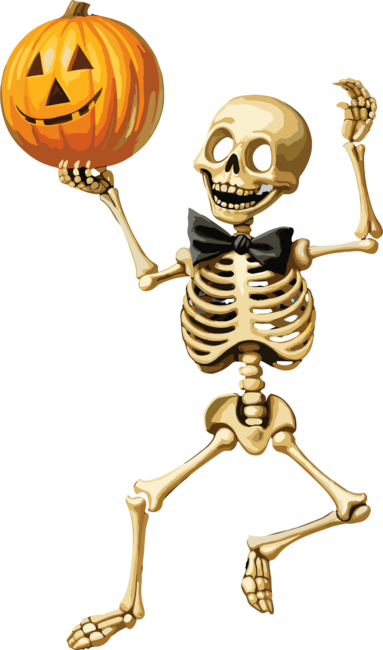 Funny Dancing Skeleton With Pumpkin